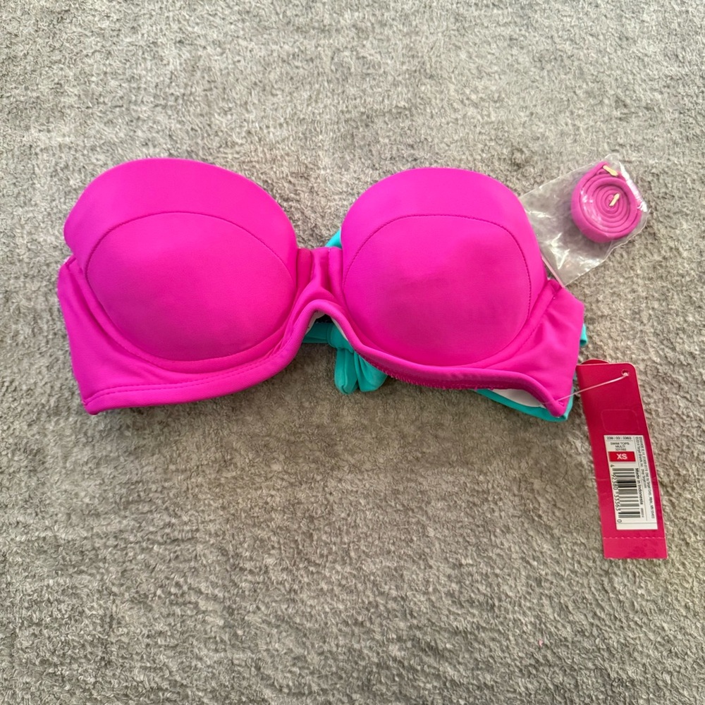 Xhilaration Teal and Pink Bikini Top